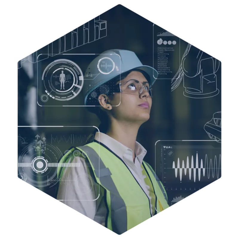 Industrial engineer using digital technology for smart manufacturing, automation, and data-driven decision-making in Industry 4.0.